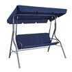 3 Seater Swing Chair with Cushion and Canopy for Outdoor Garden Patio Navy Blue