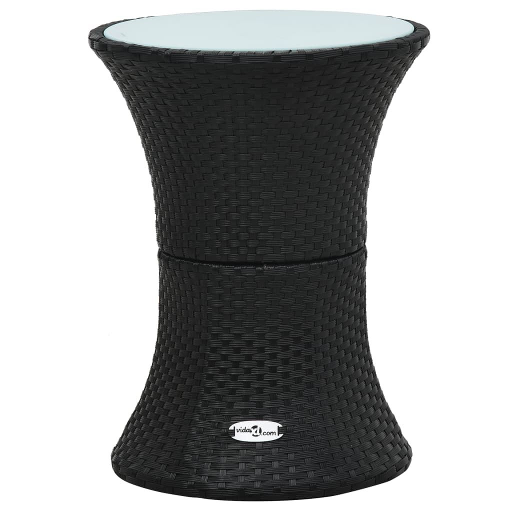 Garden Side Table Drum Shape Black Poly Rattan