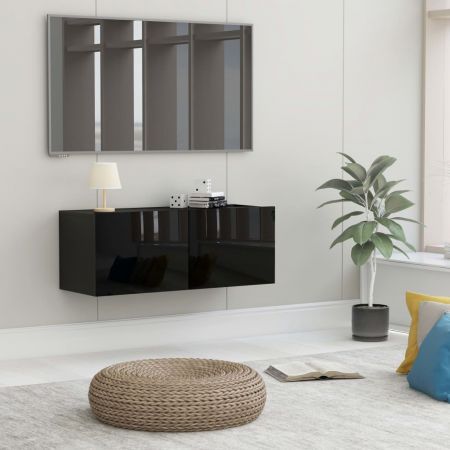 TV Cabinet High Gloss Black 80x30x30 cm Chipboard