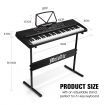 Electronic Piano Keyboard Melodic 61 Lighted Keys USB Port 50 Demo Songs Music Stand