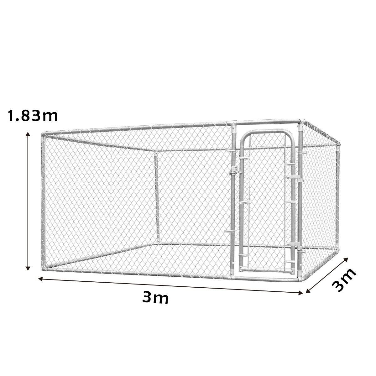Heavyduty Steel Dog Kennel Run 3x3m Pet Enclosure Animal Fence Crazy