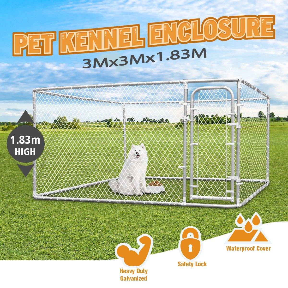 Outdoor Dog Kennel Playpen Rabbit Hutch Chicken Run Coop Cage Pet Enclosure Puppy Fencing Heavy Duty