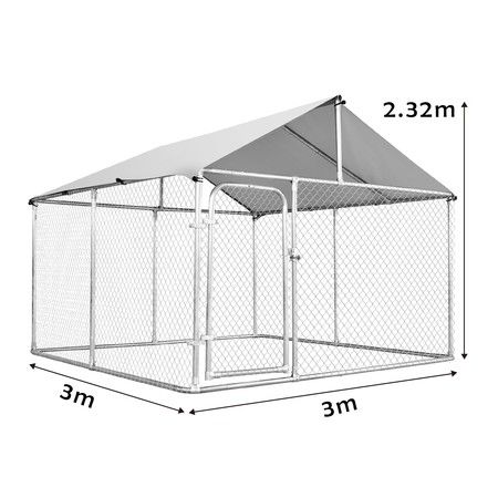 Portable Pet Kennel Dog Enclosure Chicken Duck Rabbit Metal Cage Cover Out Door 