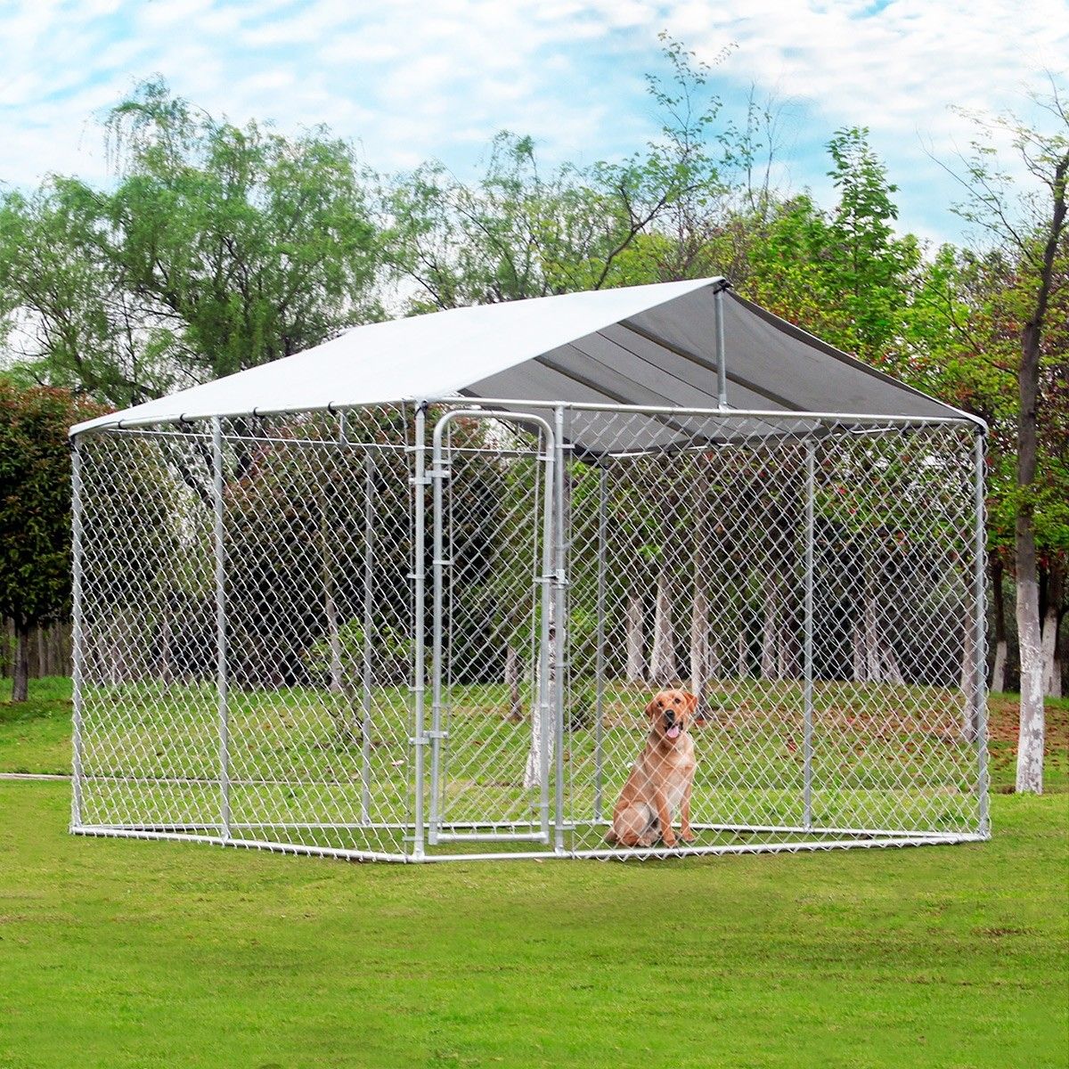 3x3x2.32m Dog Kennel Pet Enclosure Run with Waterproof Fabric Cover