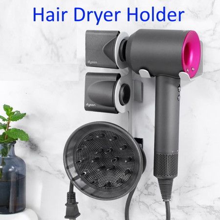 Hair Dryer Wall Mount Aluminum Alloy Holder Compatible For Dyson Diffuser Crazy S - Wall Mounted Hair Dryer Holder Australia