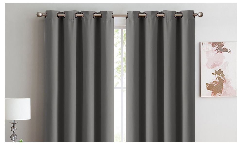 2x Blockout Curtains Panels 3 Layers Eyelet Room Darkening 140x230cm Charcoal