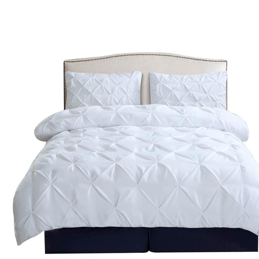 DreamZ Diamond Pintuck Duvet Cover Pillow Case Set in Full Size in White