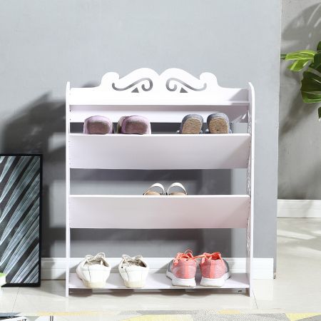 Levede 4 Tiers 63 Width Tilt Chic Hollow Shoe Rack Stand Storage Organiser Shelf Crazy Sales