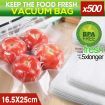 500x Commercial Grade Vacuum Sealer Food Sealing Storage Bags Saver 16.5x25cm