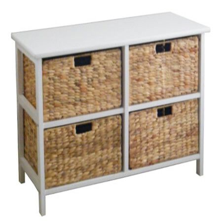 4 Drawer Storage Unit with Water Hyacinth Baskets