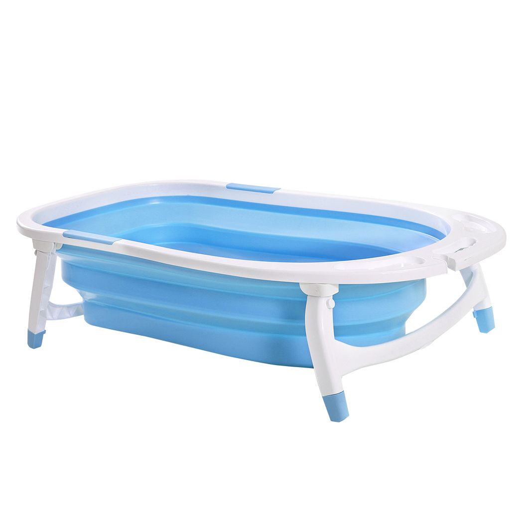 Baby Bath Tub Infant Toddlers Foldable Bathtub Folding Safety Bathing ShowerBlue