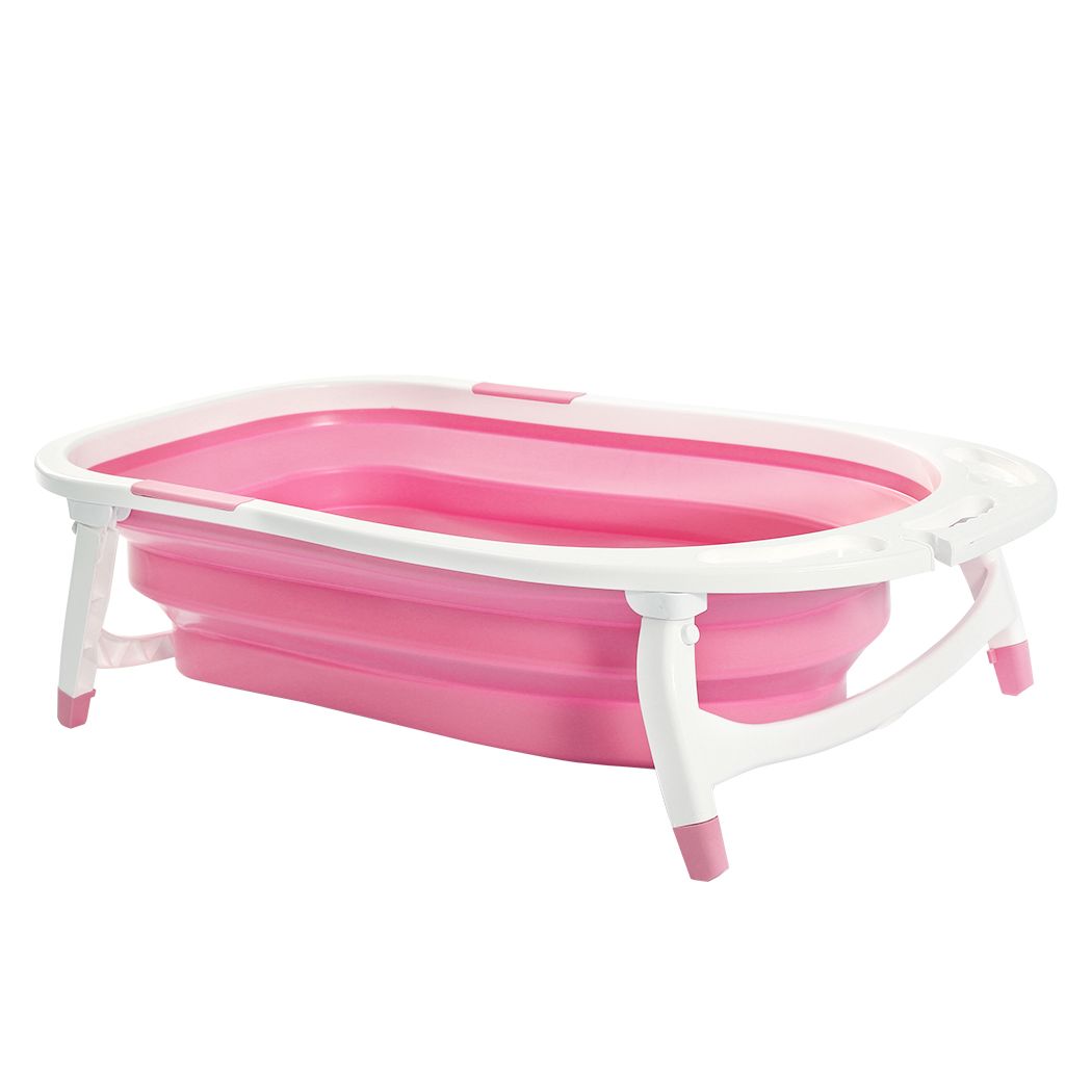 Baby Bath Tub Infant Toddlers Foldable Bathtub Folding Safety Bathing ShowerPink