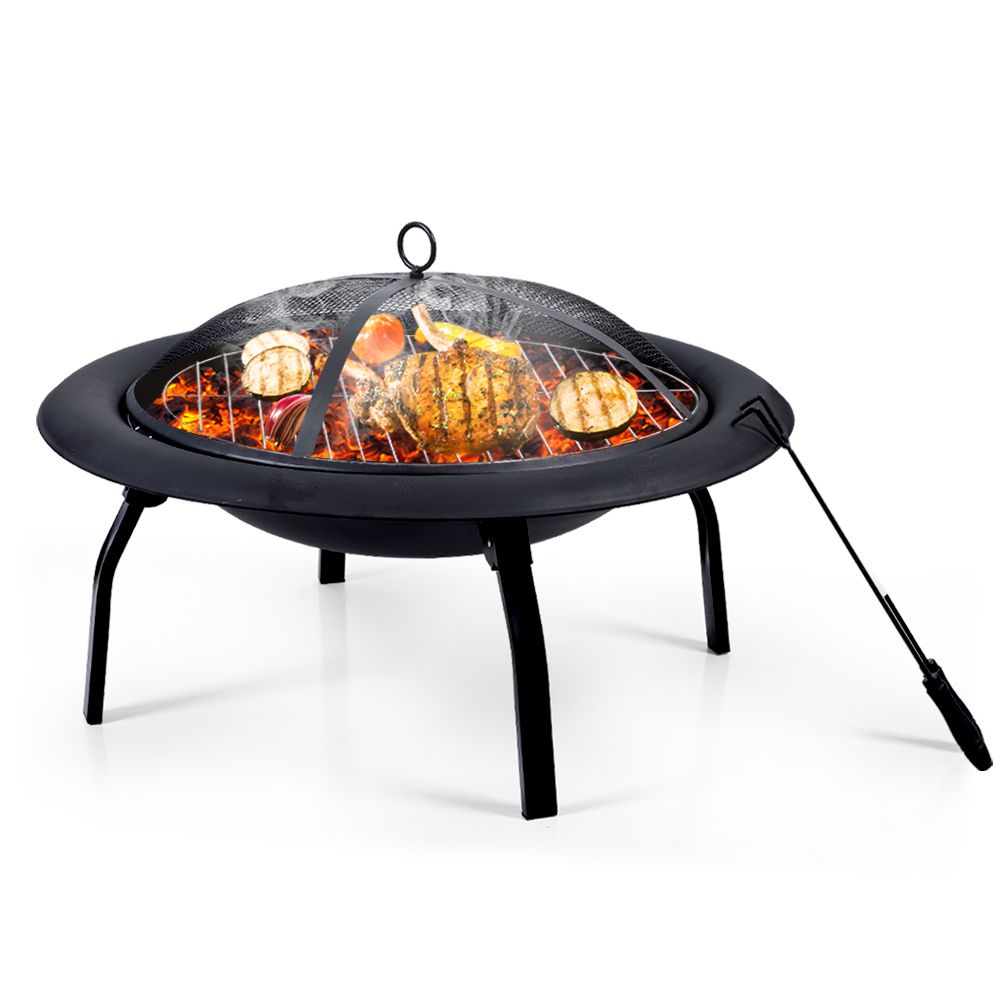 22" Portable Outdoor Fire Pit BBQ Grail Camping Garden Patio Heater Fireplace