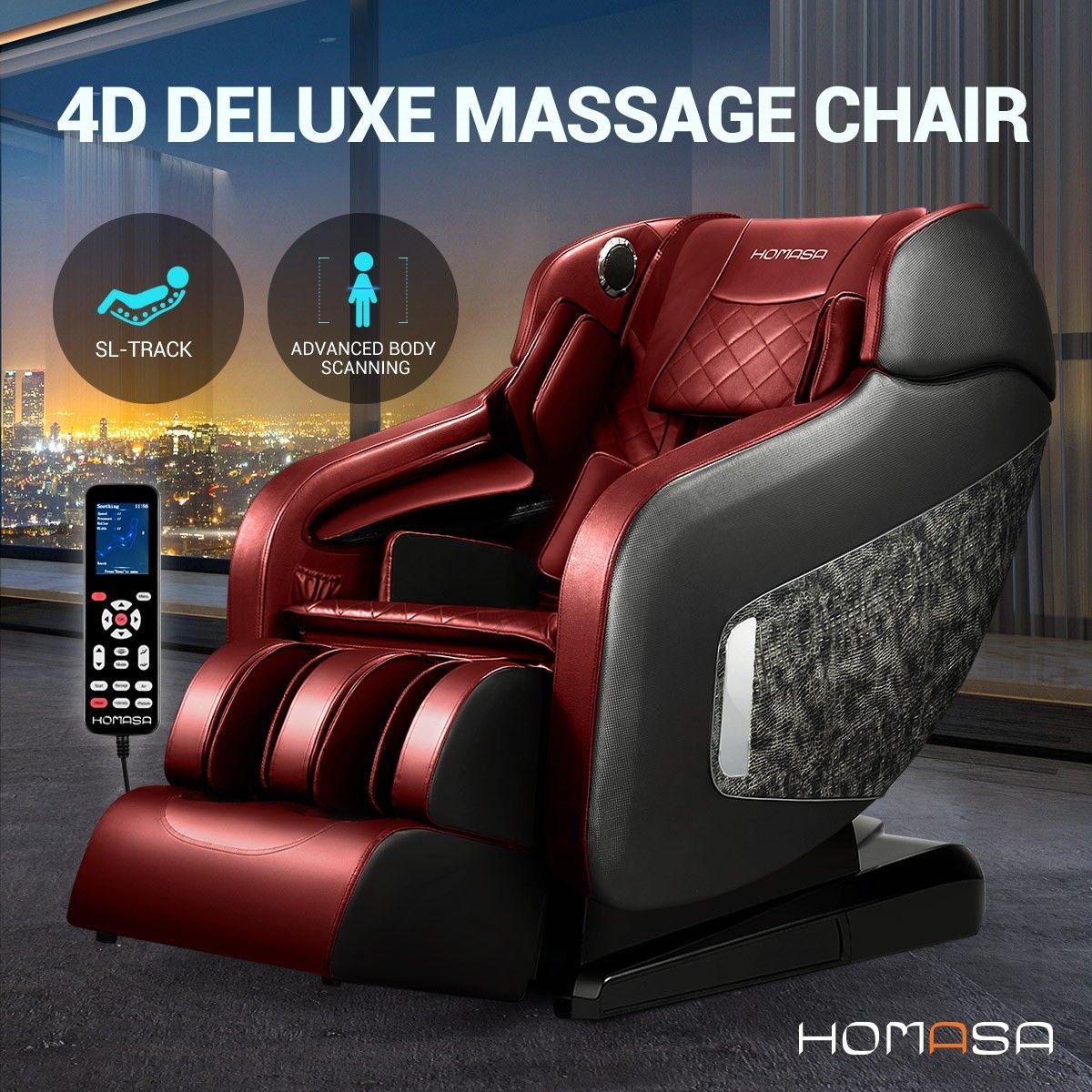 HOMASA 4D Electric Massage Recliner Chair Zero Gravity Massager Red