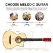 Melodic 38 Inch Folk Dreadnought Acoustic Guitar Pack Classical Cutaway Natural Wood