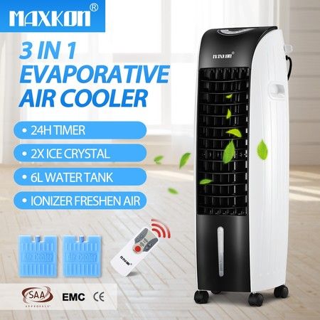 Maxkon 3 In 1 Portable Evaporative Air Cooler Purifier Remote Air Humidifier