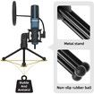 USB Gaming Microphone,Computer Condenser PC Mic with Tripod Stand and Pop Filter(Black)