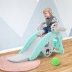 Kidbot 4-in-1 Kids Rocking Horse Toy Children Slide Playset with Basketball Hoop Green