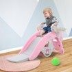 Kidbot 4-in-1 Kids Rocking Horse Toy Children Slide Playset with Basketball Hoop Pink