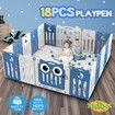 Baby Playpen Fence Kids Activity Centre Child Enclosure Safety Gate Barrier Toddler Play Room Yard Foldable Owl Design 18 Panels