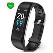 Heart Rate Monitor Fitness Tracker S5 Activity Watch Pedometer IP68 Waterproof Sleep Step Counter Women Men Black