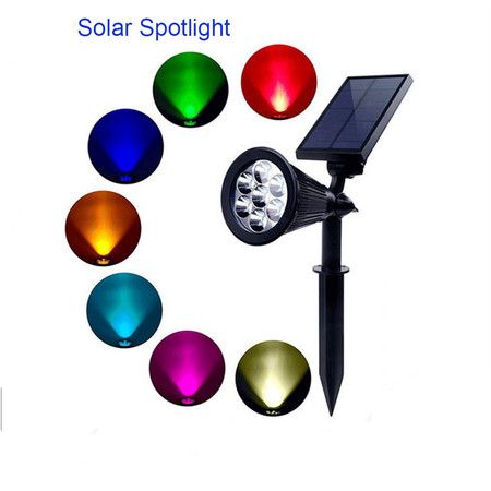 7 Color Solar Spotlights 180 Angle Adjustable Landscape Light Separately Installed for Outdoor/Indoor Pack of 2 Auto-on/Off T-SUNRISE Color Changing 7 LED Waterproof Outdoor Garden Wall Lights 