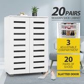 2 Door 20 Pair Shoe Storage Cabinet for Home Entryway Closet