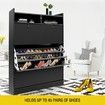 45 Pairs Wood Shoe Cabinet Rack Storage Shelves in Black Finish