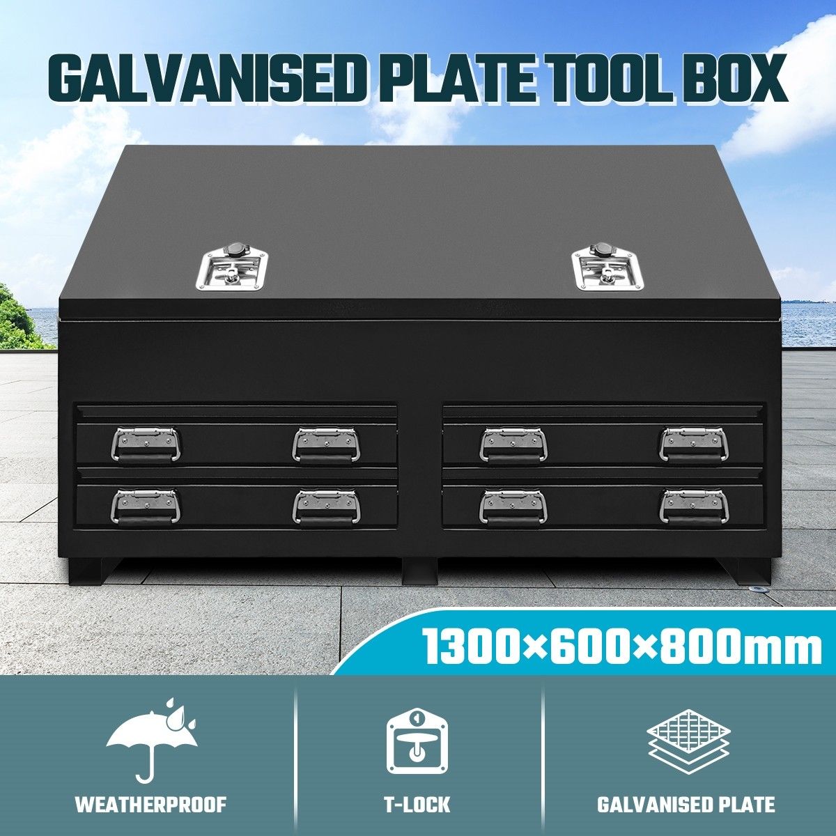 4 Drawer Heavy Duty Truck Tool Box Ute Trailer Storage Toolbox