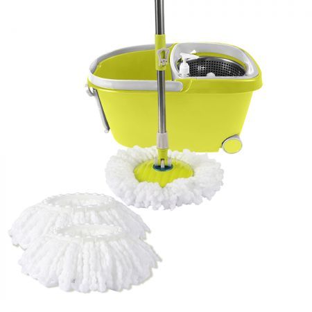 360° Spin Mop Bucket Set Spinning Stainless Steel Rotating Wet Dry Green