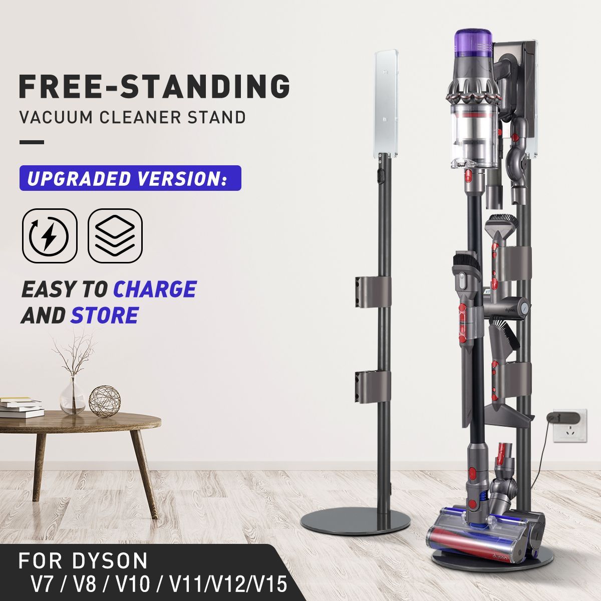 Freestanding Vacuum Stand Rack Cleaner with Wire Organiser Dyson V7 V8 V10 V11 V12 V15