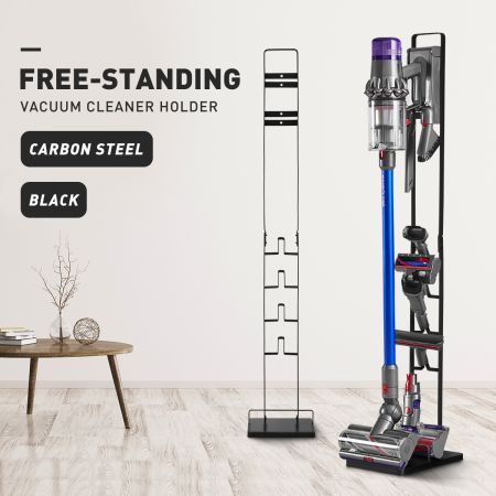 Vacuum Stand Rack Cleaner Accessories Holder Free Standing Compatible for Dyson V6 V7 V8 V10 V11 V12 V15 Black