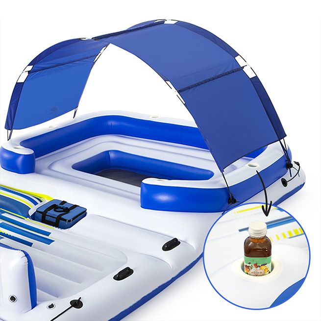 Bestway 3.89mx2.74m Inflatable Tropical Breeze 6 Person Floating Island ...