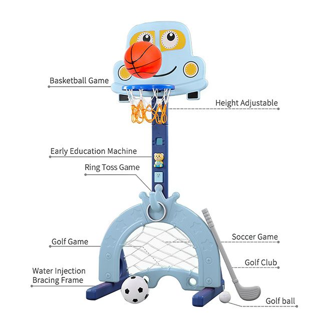 Kidbot Adjustable Kids Basketball Hoop Set Stand 5in1 Sports Activity