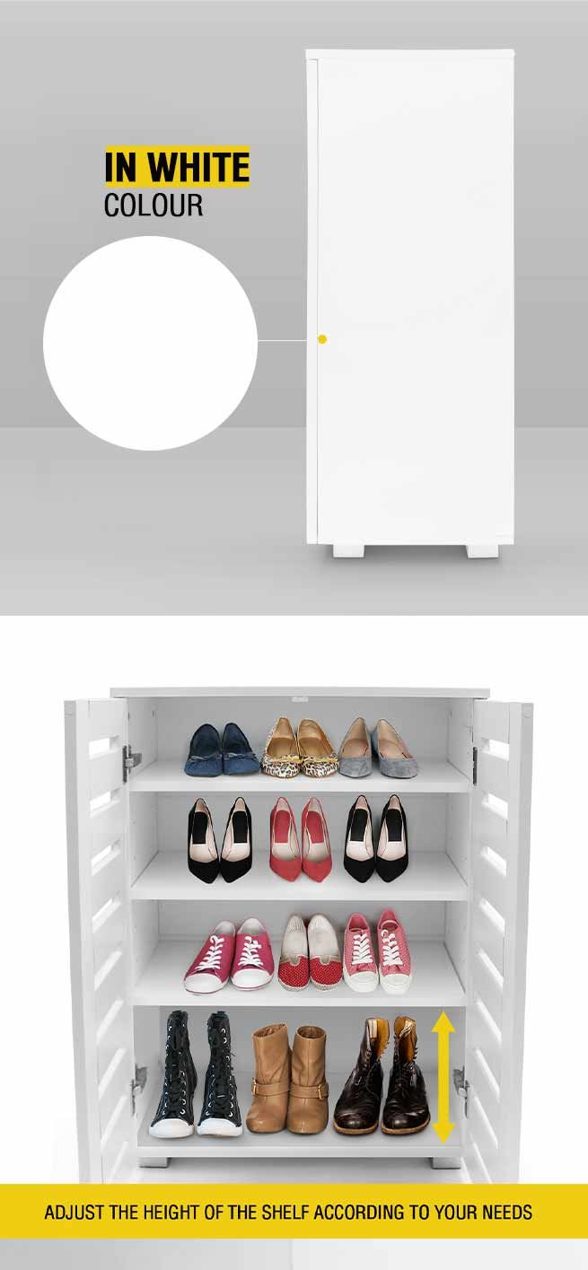 2 Door 20 Pair Shoe Storage Cabinet for Home Entryway Closet