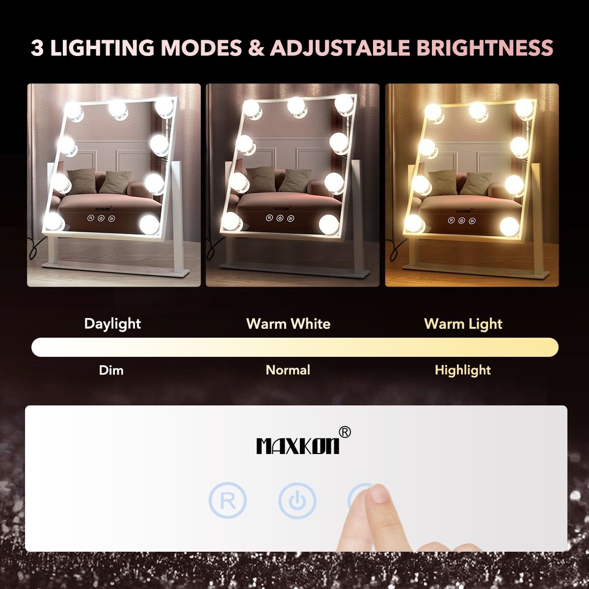 Maxkon Hollywood Style Makeup Mirror Lighted Vanity Mirror with 9 LED