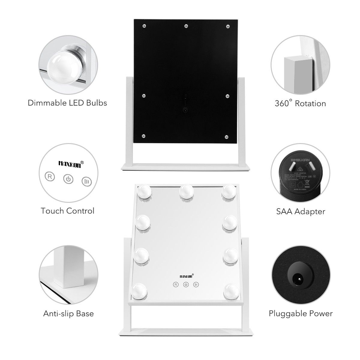 Hollywood Style Makeup Mirror Lighted Vanity Mirror 9 LED Lights