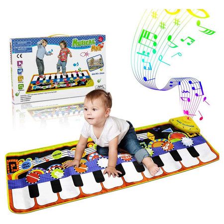 5 Instrumental Sounds Musical Dance Keyboard Floor Mat Color Coordinated Keys HearthSong 730526 Giant Piano for Kids Record and Play Back 6 L x 2 1/2 W 6 Song Cards 