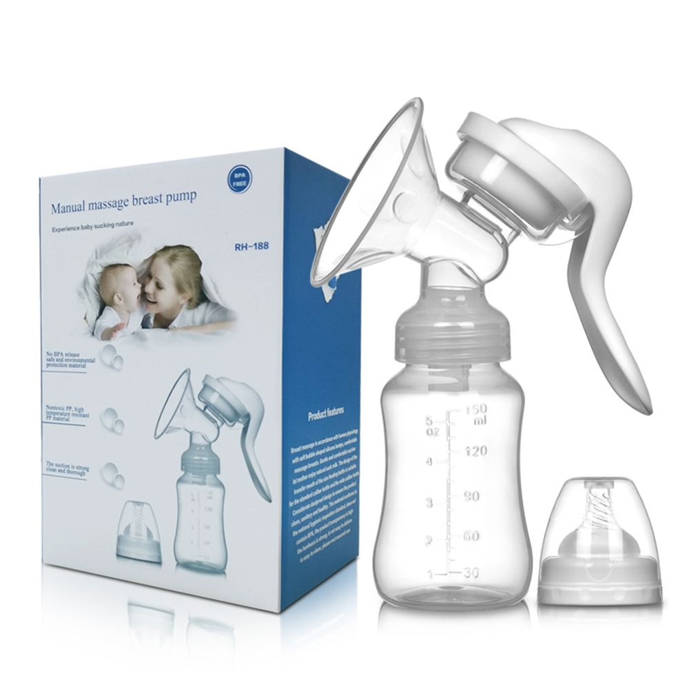Breast Pump with Baby Bottle (Single) Portable, Travel Friendly, Handheld Breastfeeding Kit