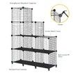 Metal Wire 25-Cube Storage Grid Organizer DIY Modular Cabinet for Toys Books Clothes Black