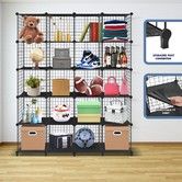 Metal Wire Cube Storage DIY 20 Cubes Modular Storage Shelf Closet Black