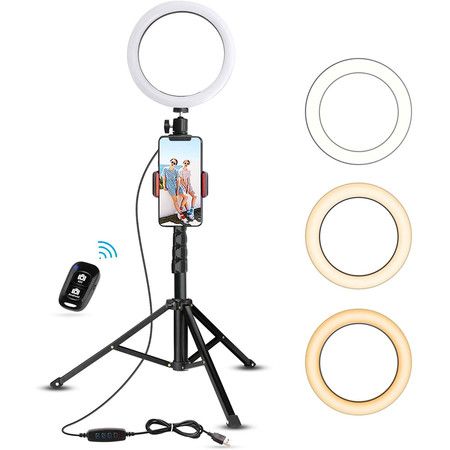 Selfie Ring Light with Tripod Stand & Cell Phone Holder (Upgraded)