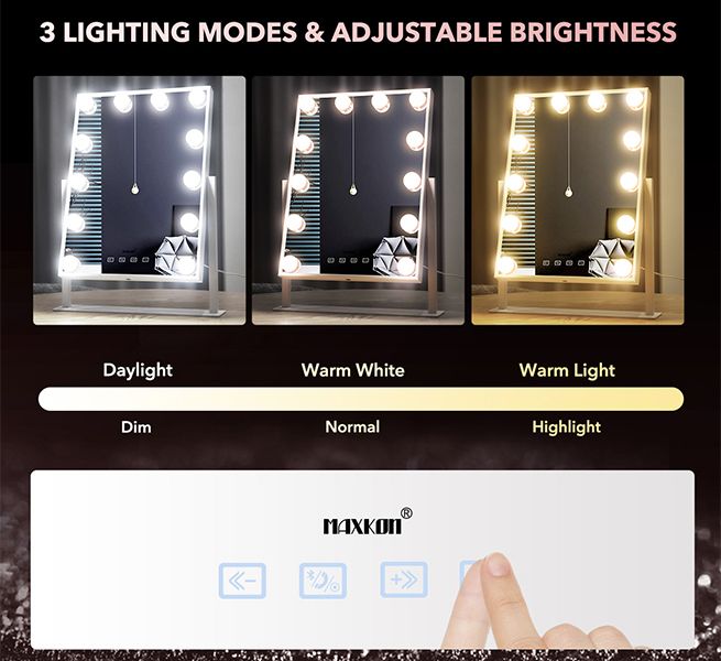 Maxkon 12 LED Lighted Makeup Mirror Hollywood Vanity Mirror with