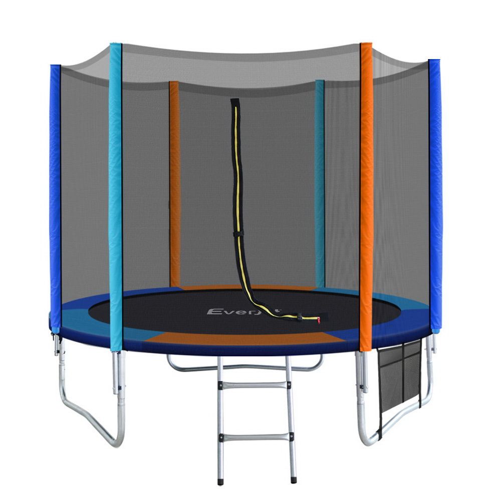 Everfit 8FT Trampoline for Kids w/ Ladder Enclosure Safety Net Pad Gift Round