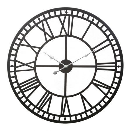 Artiss 80CM Large Wall Clock Roman Numerals Round Metal Luxury Home Decor Black Artiss 80CM Large Wall Clock Roman Numerals Round Metal Luxury Home Decor Black