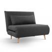 Sofa Bed Lounge King Single Seater Futon Couch Linen Fabric Wood Legs Dark Grey