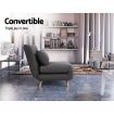 Sofa Bed Lounge King Single Seater Futon Couch Linen Fabric Wood Legs Dark Grey