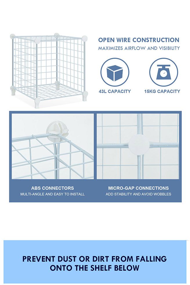 25 Cubes Grid Wire Storage Shelf DIY Metal Modular Organizer