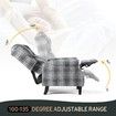Grey Plaid Recliner Chair Armchair Single Sofa Padded Fabric Couch Lounge Living Room Furniture