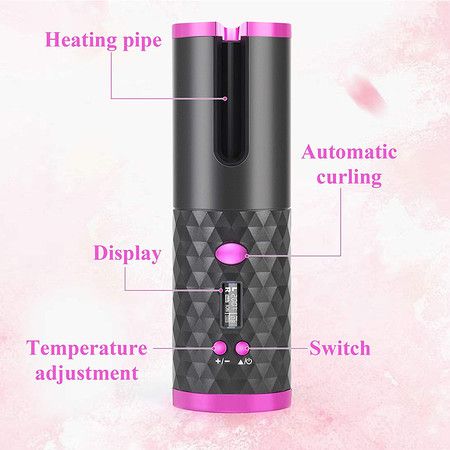 Cordless Automatic Hair Curler, Portable Curling Wand for Hair Styling ...